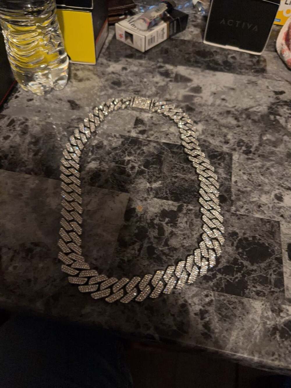 Iced out silver Cuban link New 24 inches silver plated with AAA CZ stones